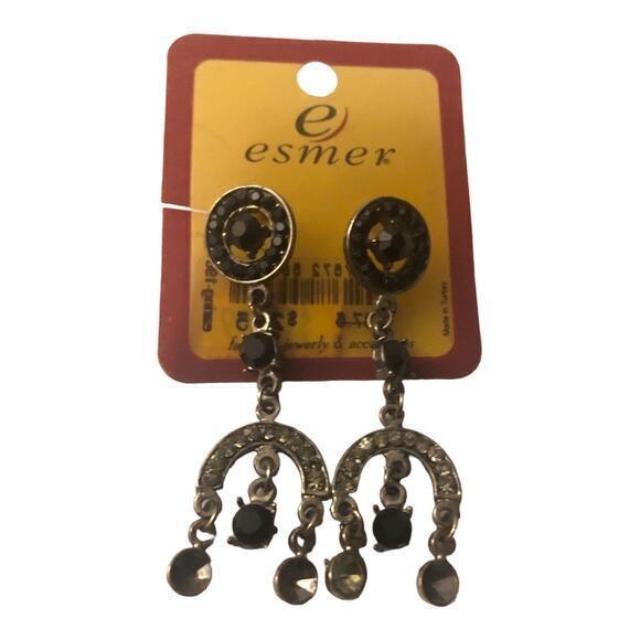 Earrings with‎ black Rhinestones some stones fell off - Picture 1 of 4